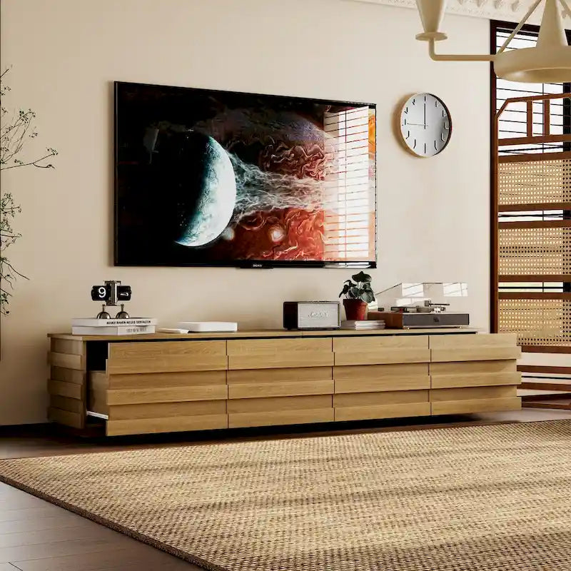 Mueble de TV de madera contemporáneo para centro de entretenimiento: diseño minimalista y almacenamiento funcional