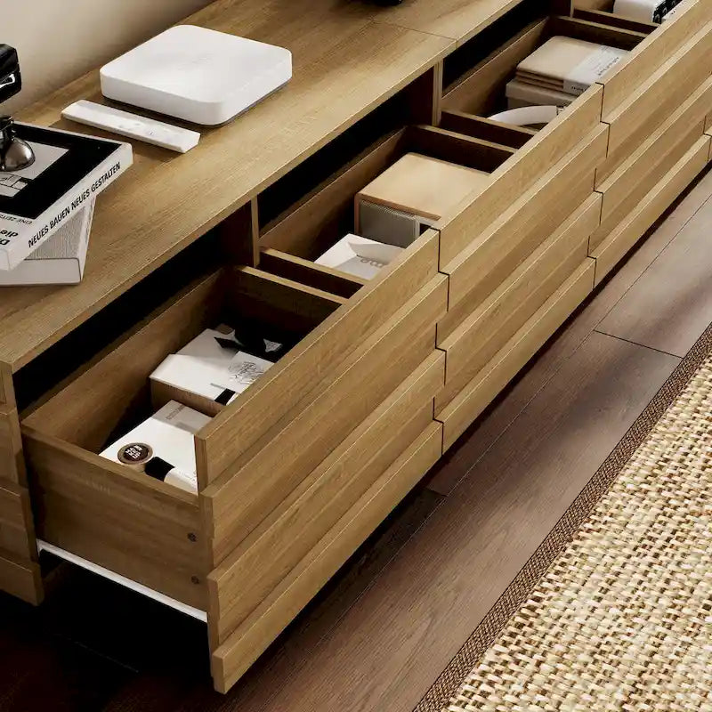 Mueble de TV de madera contemporáneo para centro de entretenimiento: diseño minimalista y almacenamiento funcional