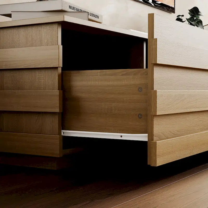 Mueble de TV de madera contemporáneo para centro de entretenimiento: diseño minimalista y almacenamiento funcional