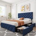 Base de Cama con Plataforma con Cajones de Almacenamiento y Cabecero Ajustable