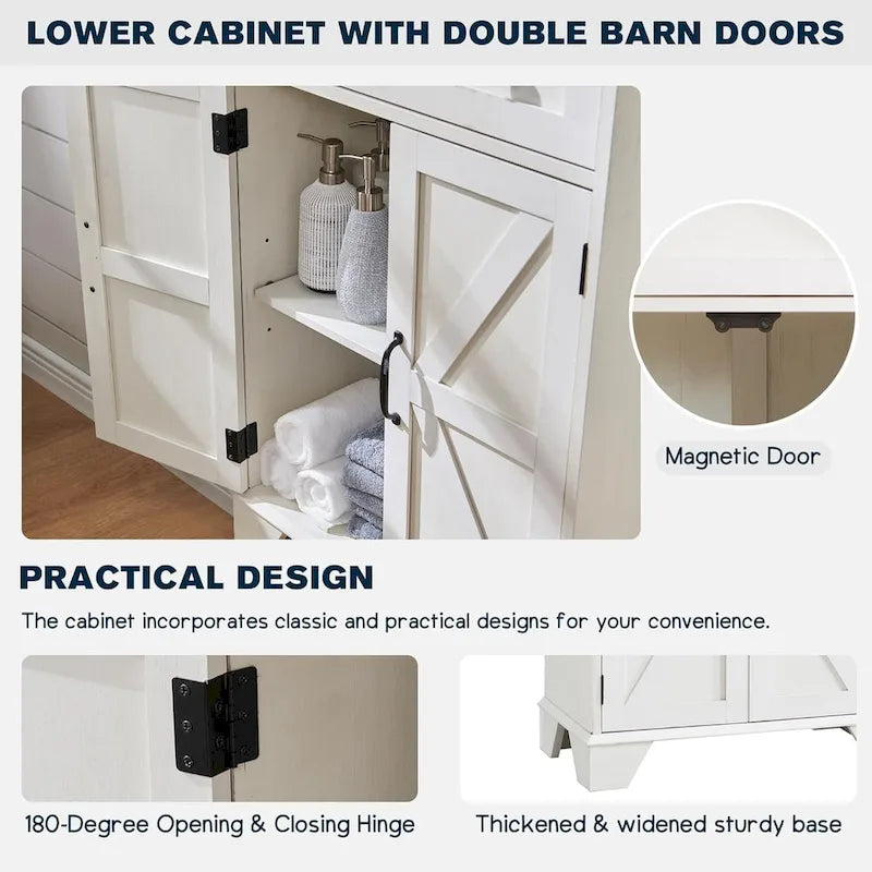 Armario de almacenamiento alto para baño de 72" con puertas corredizas y cajones