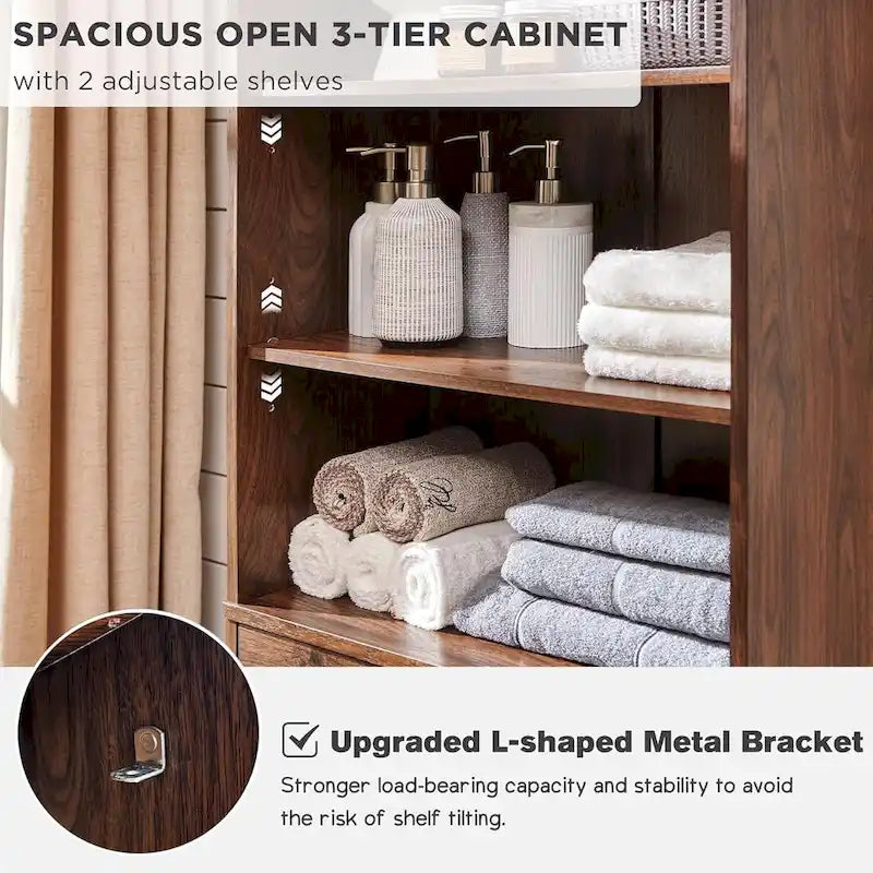 Armario de almacenamiento alto para baño de 72" con puertas corredizas y cajones