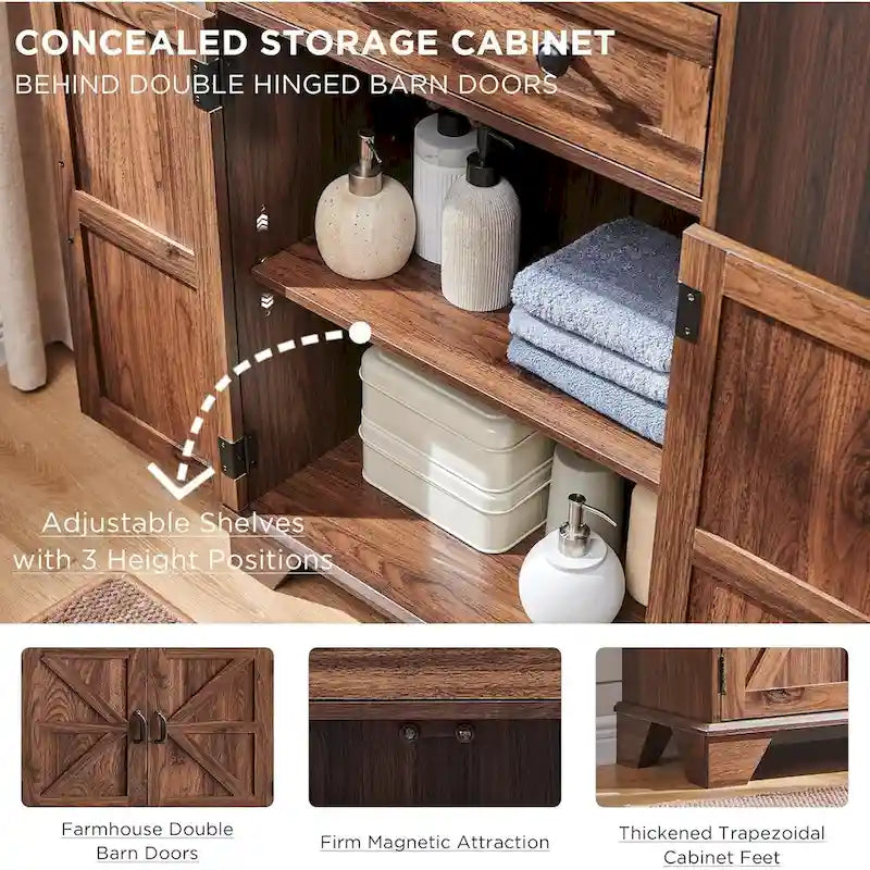 Armario de almacenamiento alto para baño de 72" con puertas corredizas y cajones