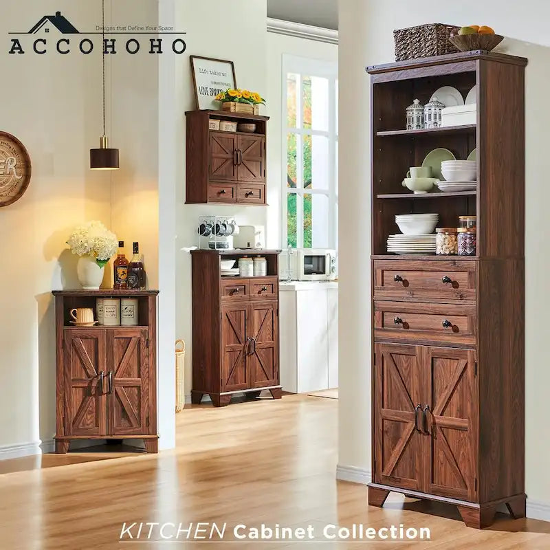 Armario de almacenamiento alto para baño de 72" con puertas corredizas y cajones