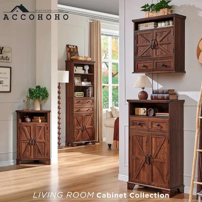 Armario de almacenamiento alto para baño de 72" con puertas corredizas y cajones