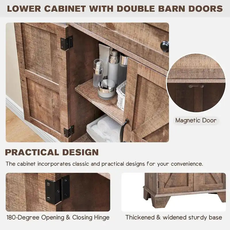 Armario de almacenamiento alto para baño de 72" con puertas corredizas y cajones