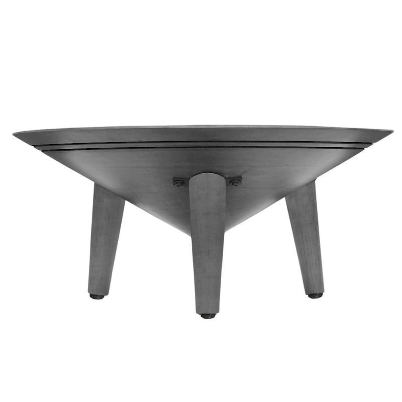 Mesa de centro redonda de 28 pulgadas con patas inclinadas, madera de mango gris
