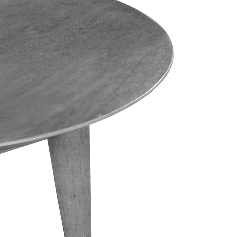 Mesa de centro redonda de 28 pulgadas con patas inclinadas, madera de mango gris