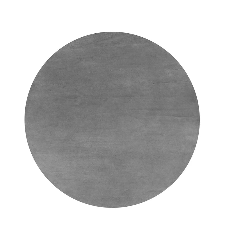 Mesa de centro redonda de 28 pulgadas con patas inclinadas, madera de mango gris