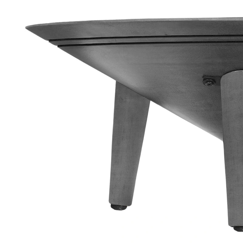Mesa de centro redonda de 28 pulgadas con patas inclinadas, madera de mango gris