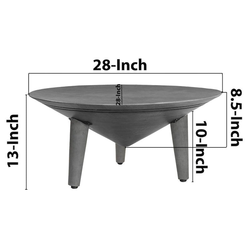 Mesa de centro redonda de 28 pulgadas con patas inclinadas, madera de mango gris