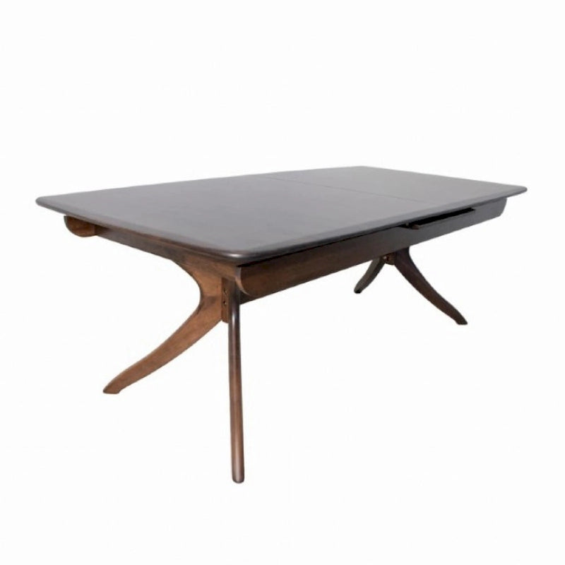 Mesa de comedor extensible con patas curvadas, nogal marrón