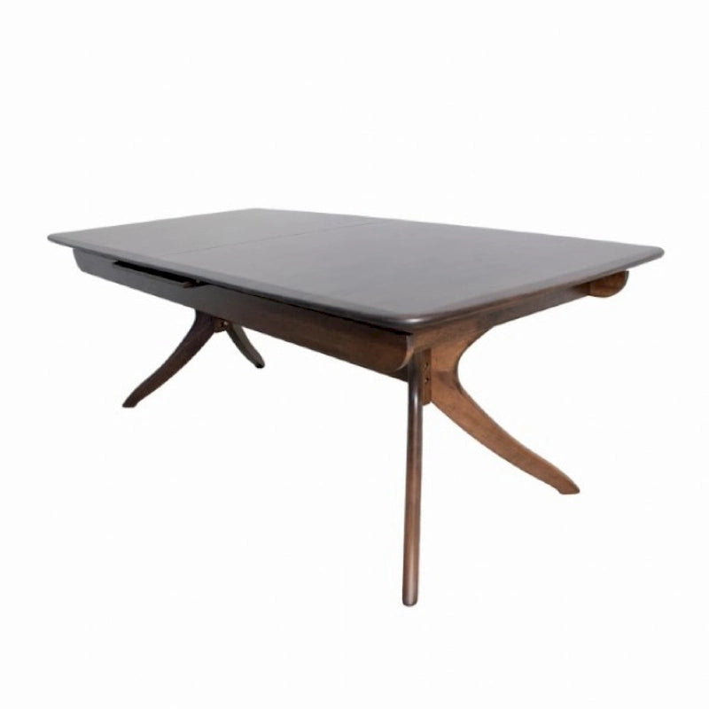 Mesa de comedor extensible con patas curvadas, nogal marrón