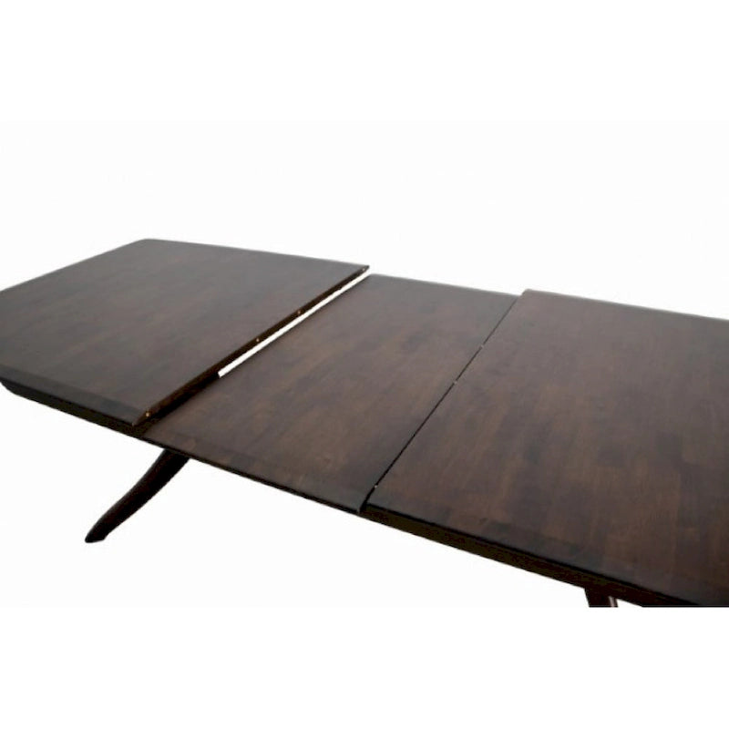Mesa de comedor extensible con patas curvadas, nogal marrón