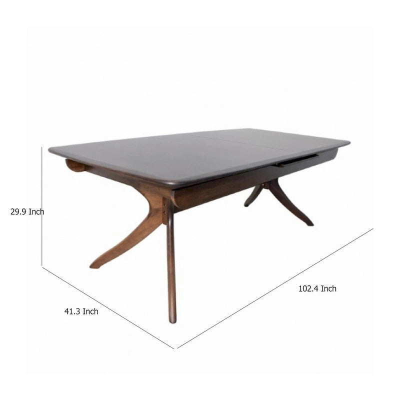 Mesa de comedor extensible con patas curvadas, nogal marrón