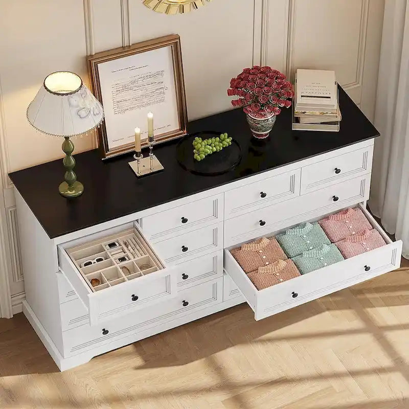 Cómoda de 10 cajones, 55 cajones grandes, cómodas y cajoneras de madera