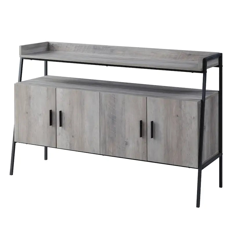 Mueble de TV industrial roble 52 con estante y patas metálicas