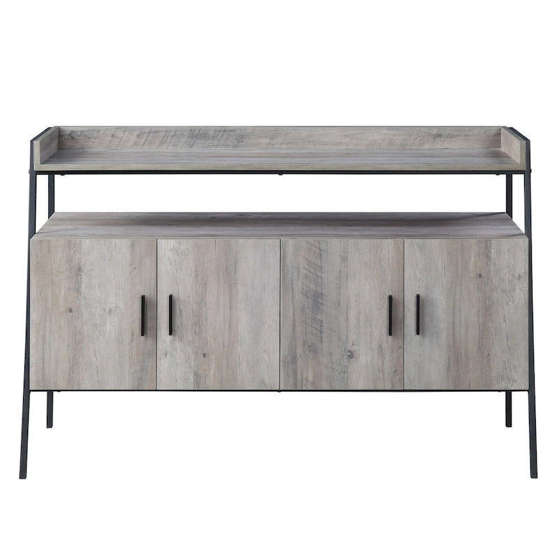 Mueble de TV industrial roble 52 con estante y patas metálicas