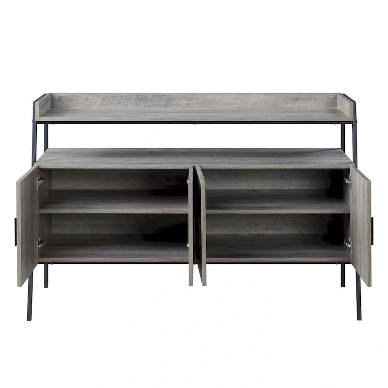 Mueble de TV industrial roble 52 con estante y patas metálicas