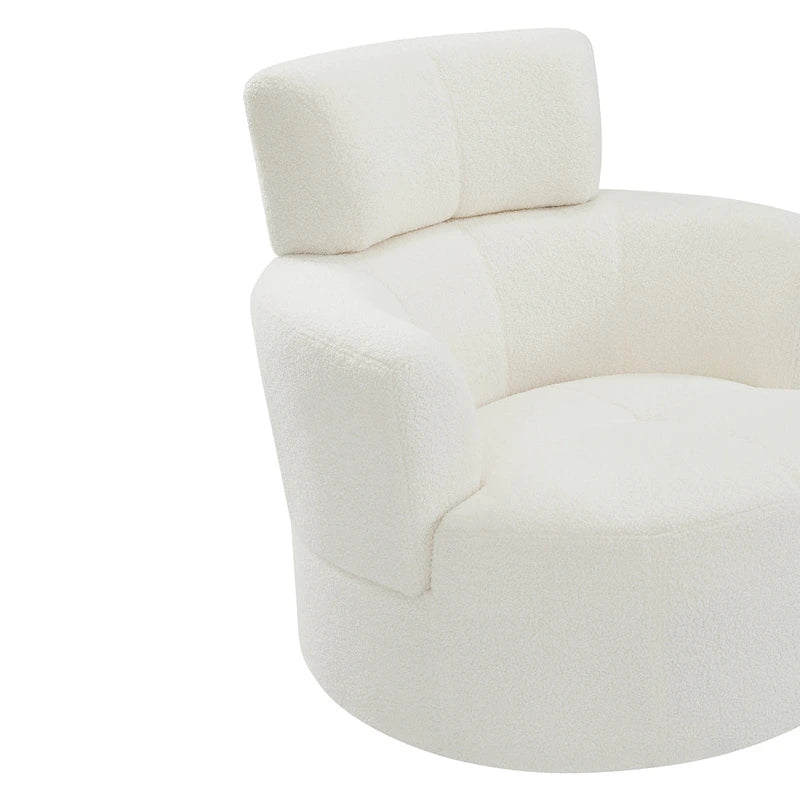 Sillón giratorio de poliéster con rotación de 360°, reposacabezas ajustable y tapicería de vellón bereber - Capacidad de 145 kg