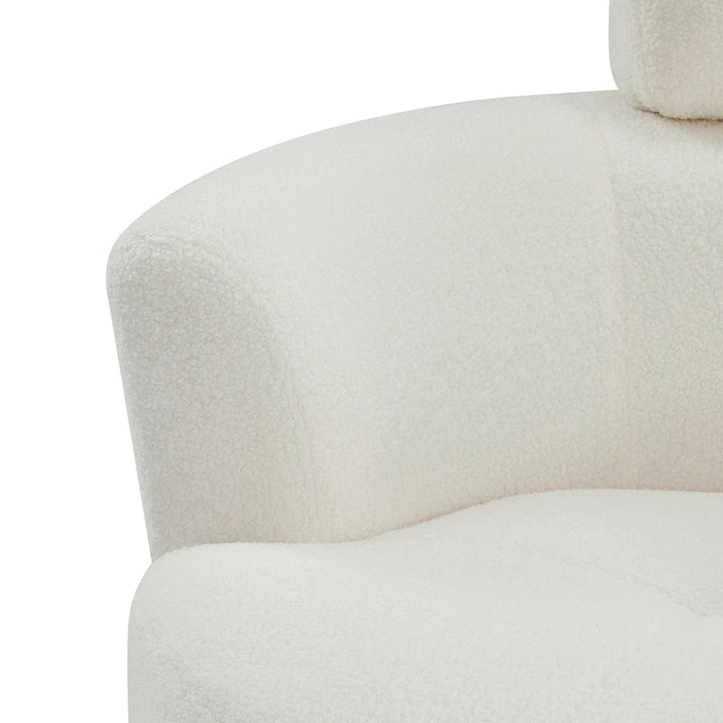 Sillón giratorio de poliéster con rotación de 360°, reposacabezas ajustable y tapicería de vellón bereber - Capacidad de 145 kg