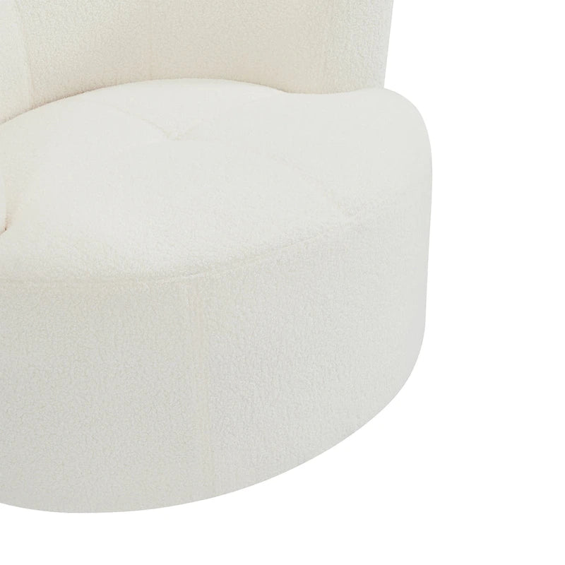 Sillón giratorio de poliéster con rotación de 360°, reposacabezas ajustable y tapicería de vellón bereber - Capacidad de 145 kg