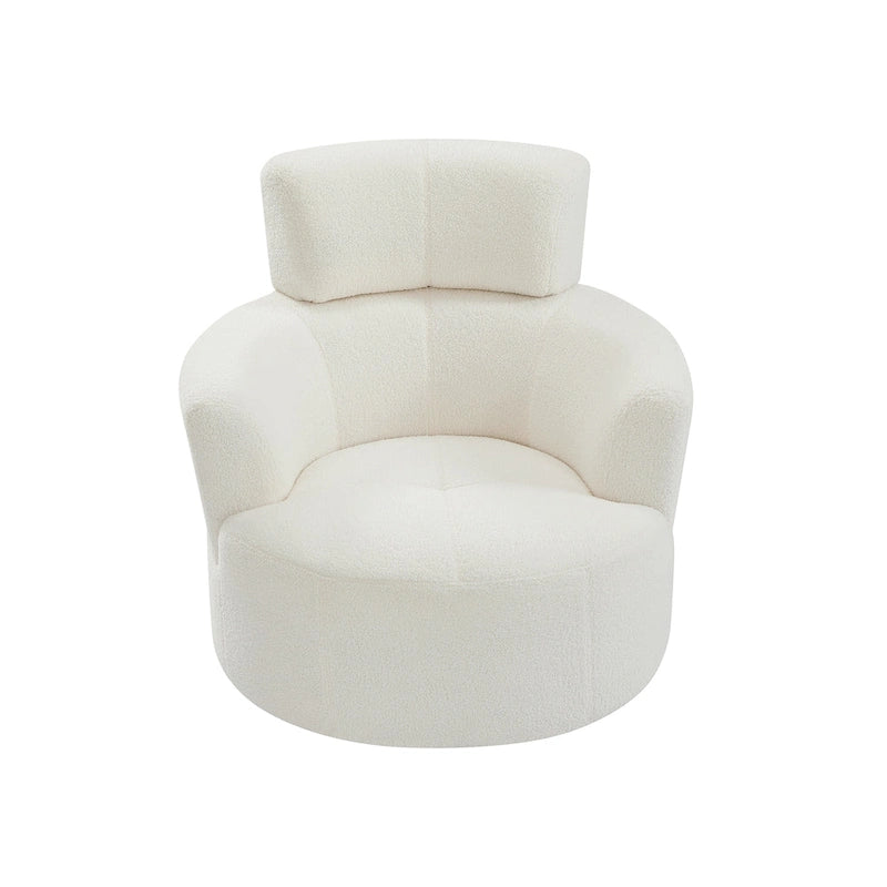 Sillón giratorio de poliéster con rotación de 360°, reposacabezas ajustable y tapicería de vellón bereber - Capacidad de 145 kg