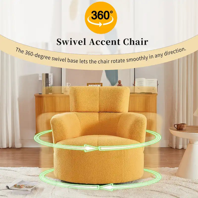 Sillón giratorio de poliéster con rotación de 360°, reposacabezas ajustable y tapicería de vellón bereber - Capacidad de 145 kg