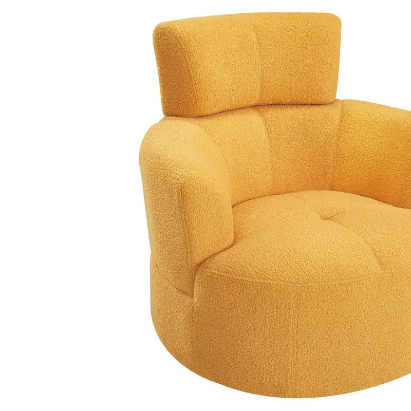Sillón giratorio de poliéster con rotación de 360°, reposacabezas ajustable y tapicería de vellón bereber - Capacidad de 145 kg