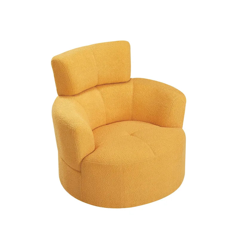 Sillón giratorio de poliéster con rotación de 360°, reposacabezas ajustable y tapicería de vellón bereber - Capacidad de 145 kg