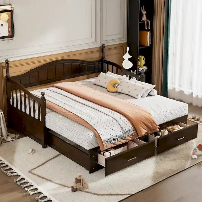 Sofá Cama Doble de Madera con 2 Cajones y Nido
