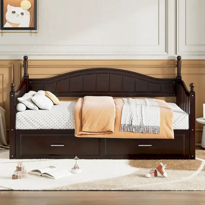 Sofá Cama Doble de Madera con 2 Cajones y Nido