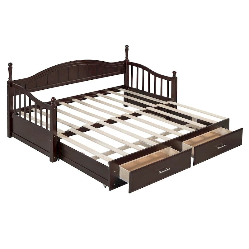 Sofá Cama Doble de Madera con 2 Cajones y Nido