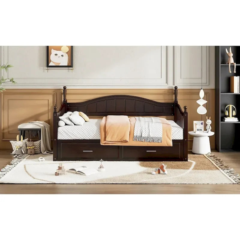 Sofá Cama Doble de Madera con 2 Cajones y Nido
