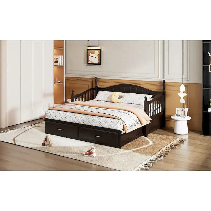 Sofá Cama Doble de Madera con 2 Cajones y Nido
