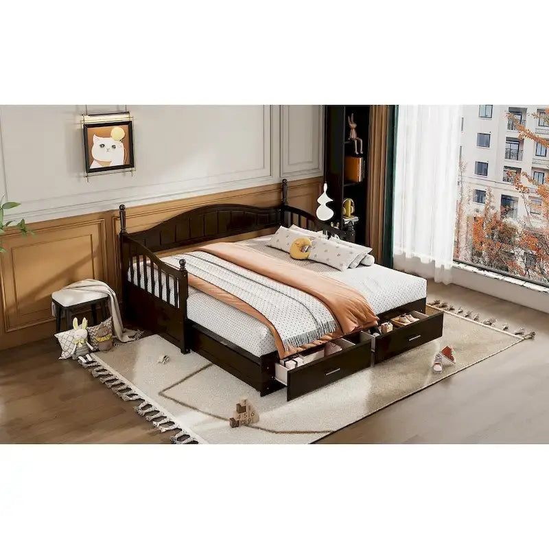Sofá Cama Doble de Madera con 2 Cajones y Nido