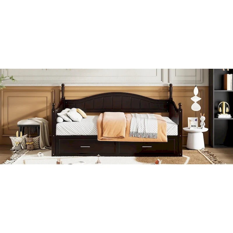 Sofá Cama Doble de Madera con 2 Cajones y Nido