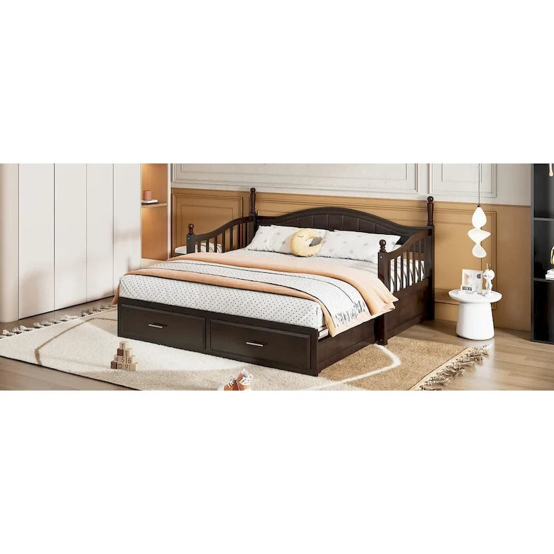 Sofá Cama Doble de Madera con 2 Cajones y Nido