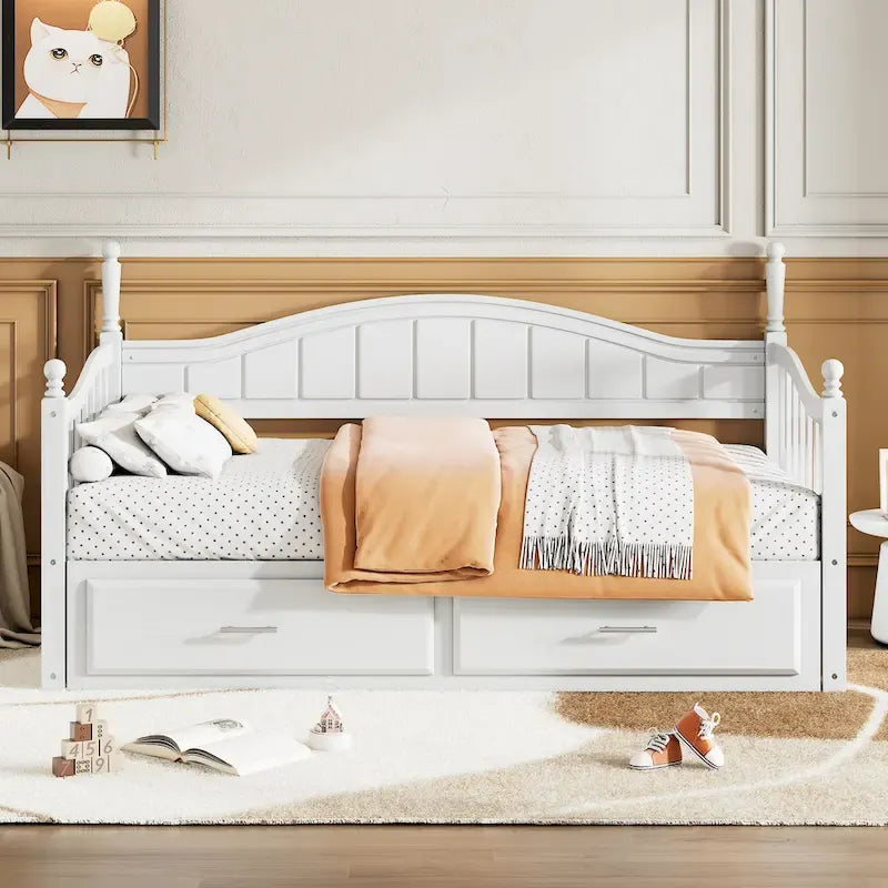 Sofá Cama Doble de Madera con 2 Cajones y Nido