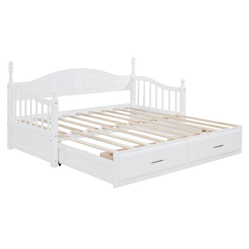 Sofá Cama Doble de Madera con 2 Cajones y Nido