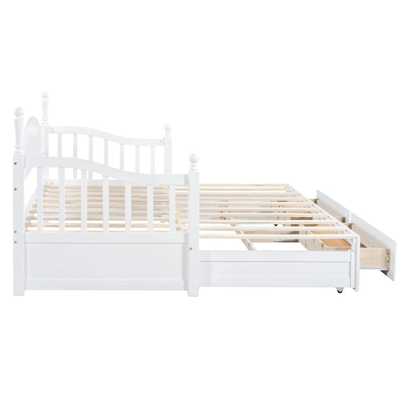 Sofá Cama Doble de Madera con 2 Cajones y Nido