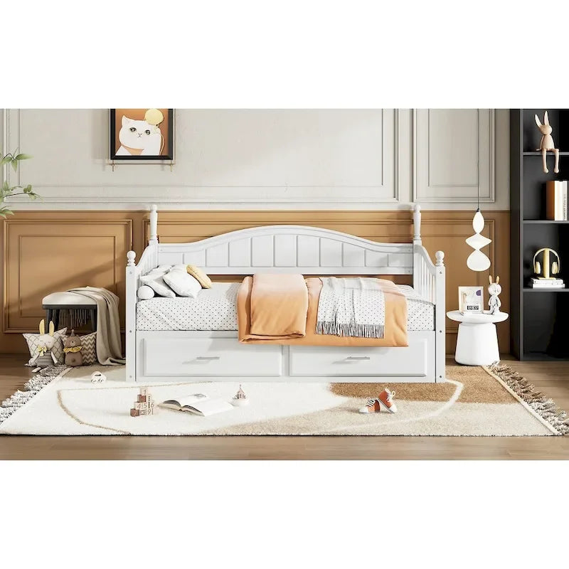 Sofá Cama Doble de Madera con 2 Cajones y Nido