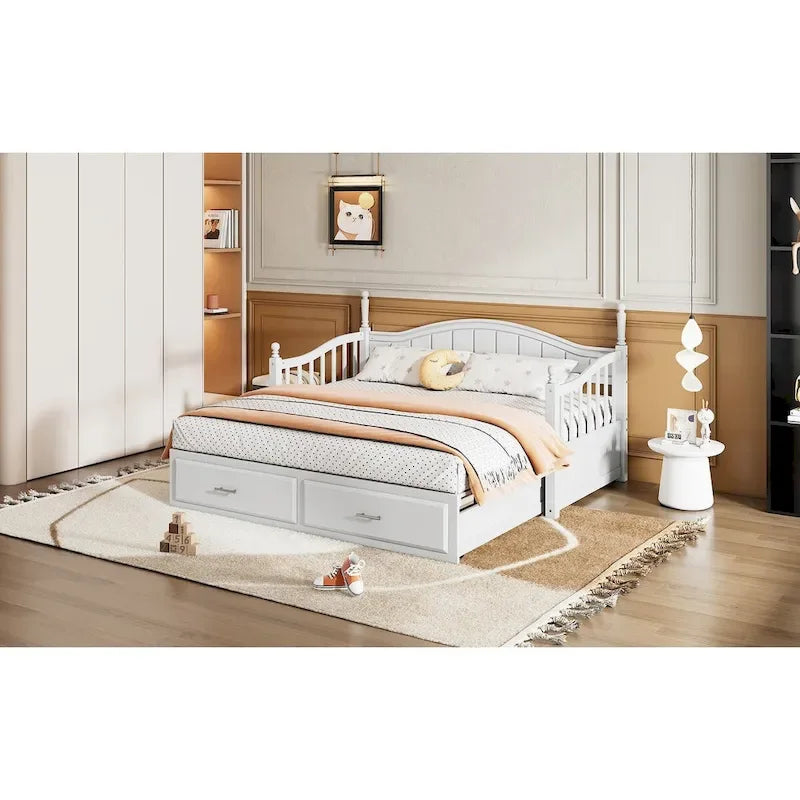 Sofá Cama Doble de Madera con 2 Cajones y Nido