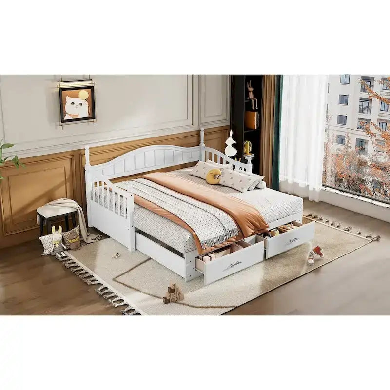 Sofá Cama Doble de Madera con 2 Cajones y Nido