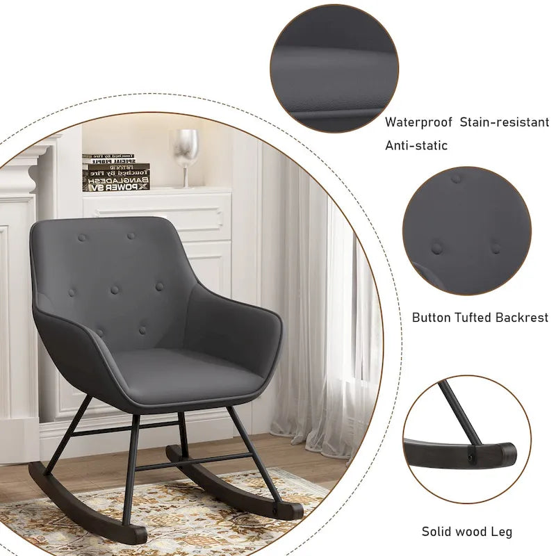 Sillón decorativo, sillas tapizadas con botones y patas de madera para sala de estar, sillón cómodo de terciopelo esmerilado