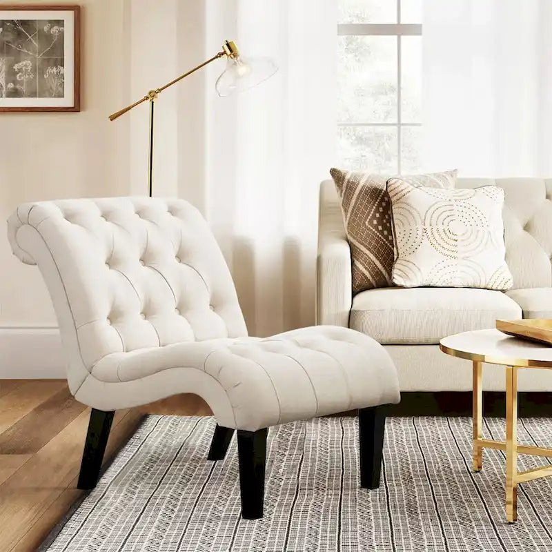 Sillón decorativo, sillas tapizadas con botones y patas de madera para sala de estar, sillón cómodo de terciopelo esmerilado