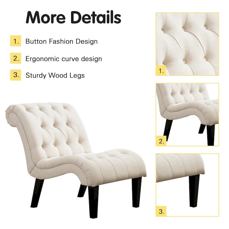 Sillón decorativo, sillas tapizadas con botones y patas de madera para sala de estar, sillón cómodo de terciopelo esmerilado