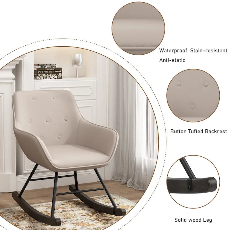 Sillón decorativo, sillas tapizadas con botones y patas de madera para sala de estar, sillón cómodo de terciopelo esmerilado
