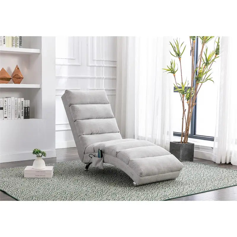 Sillón Chaise Lounge de Lino para Interiores, Tumbona Larga Moderna para Oficina o Sala de Estar