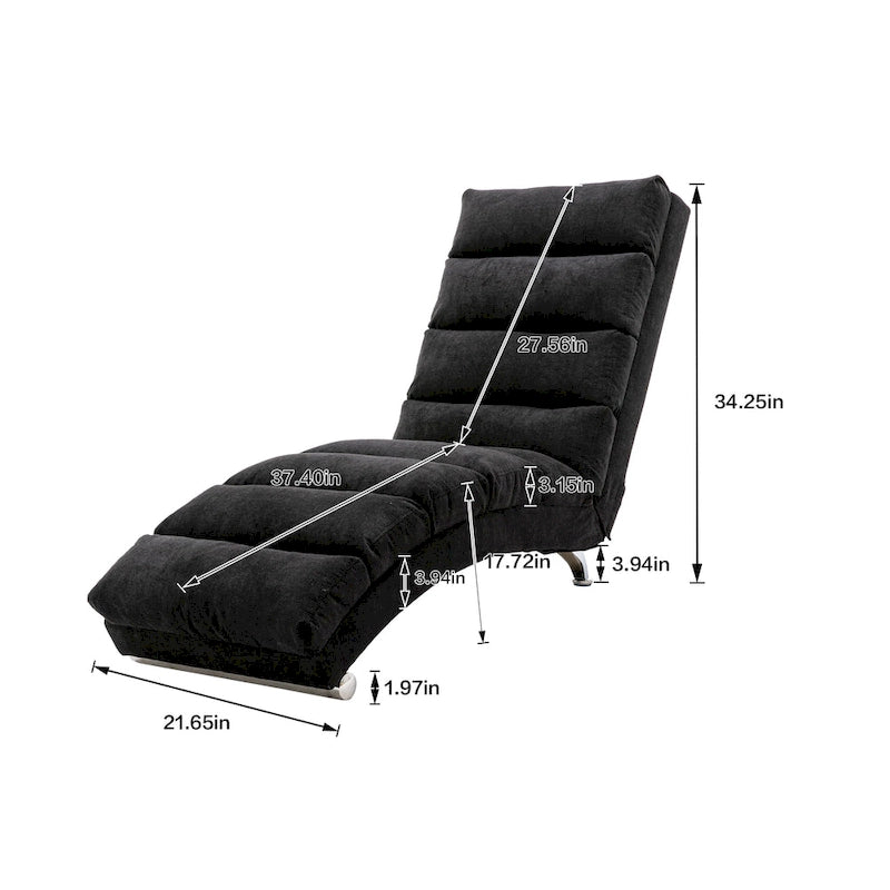 Sillón Chaise Lounge de Lino para Interiores, Tumbona Larga Moderna para Oficina o Sala de Estar